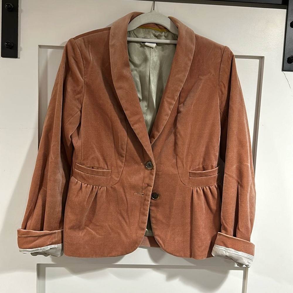 J. Crew Women's Blazer in Soft Peach Velvet